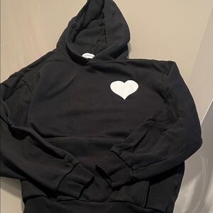 SPRWMN Black Hoodie with White Heart